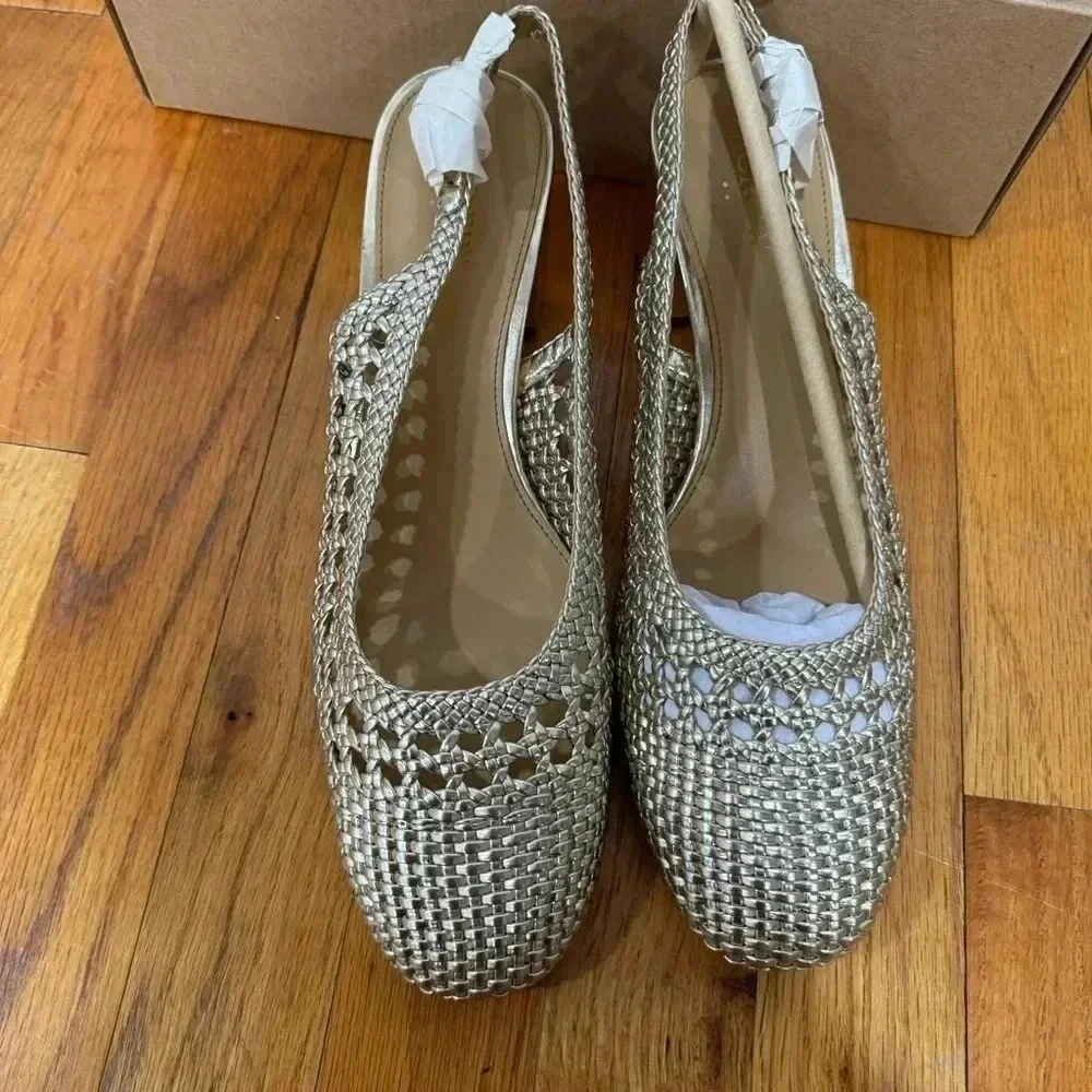 J.crew woven sling back heels 9.5